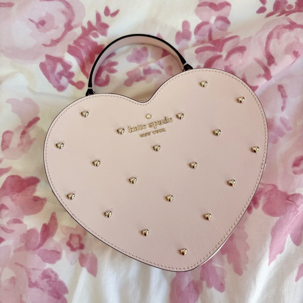 Kate Spade light pink studded heart shaped bag